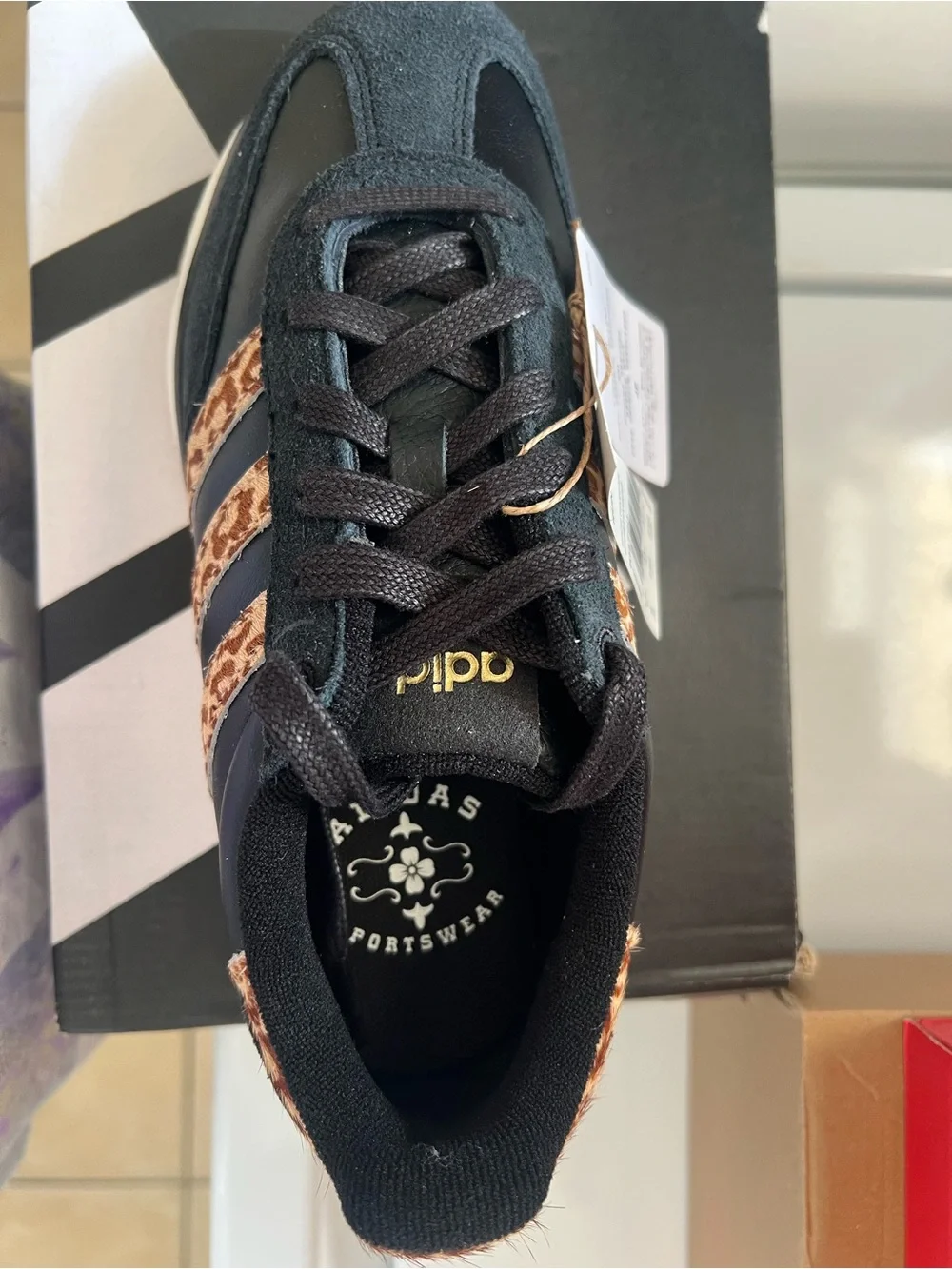 adidas Run 70s 2.0 Black with leopard Accent Sneakers